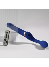 Синий безремневой страпон Multi Orgasm Bendable Strap-On size L с клиторальной стимуляцией - Strap-on-me - купить с доставкой в Салавате