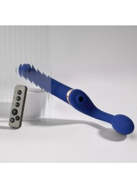 Синий безремневой страпон Multi Orgasm Bendable Strap-On size XL с клиторальной стимуляцией - Strap-on-me - купить с доставкой в Салавате