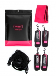 Черно-розовый эротический набор: фиксатор, оковы, наручники, повязка - Erokay - купить с доставкой в Салавате