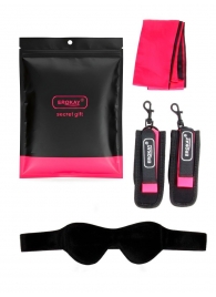 Черно-розовый эротический набор: маска, наручники и повязка - Erokay - купить с доставкой в Салавате