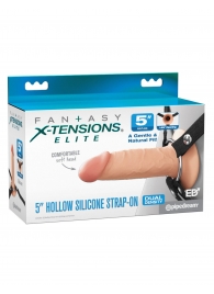 Телесный пустотелый фаллопротез 5’’ Hollow Silicone Strap-On - 14 см. - Pipedream - купить с доставкой в Салавате