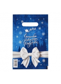 Сине-белый подарочный новогодний пакет с вырубной ручкой (20х30 см) - Сима-Ленд - купить с доставкой в Салавате