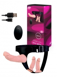 Женский страпон с 3 насадками и вибрацией - Erowoman-Eroman - купить с доставкой в Салавате