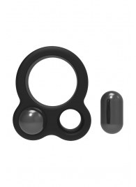 Черное эрекционное кольцо с утяжелителями Cockring Dual Weight - Dream Toys - в Салавате купить с доставкой