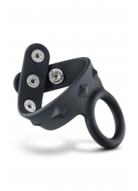 Черное эрекционное кольцо с подхватом мошонки на кнопках VS6 - Blush Novelties - в Салавате купить с доставкой