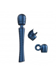 Синий вибромассажёр с насадками Man.wand Edgy - Manwan - в Салавате купить с доставкой