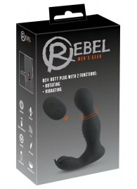 Черная анальная пробка с вибрацией, вращением и пультом ДУ RC Butt Plug with 2 Functions - Orion - в Салавате купить с доставкой