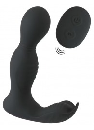 Черная анальная пробка с вибрацией, вращением и пультом ДУ RC Butt Plug with 2 Functions - Orion - в Салавате купить с доставкой