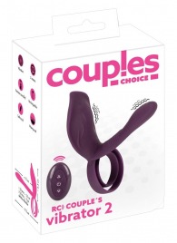 Фиолетовая насадка на член с клиторальным отростком и пультом ДУ RC Couple’s Vibrator 2 - Orion - в Салавате купить с доставкой