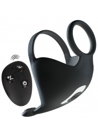 Черная вибронасадка для эрекции и стимуляции мошонки Cock ring with RC ball massager - Orion - в Салавате купить с доставкой