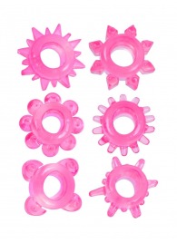 Набор из 6 розовых эрекционных колец с различным рельефом - Erowoman-Eroman - в Салавате купить с доставкой