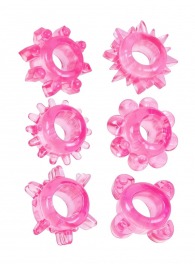 Набор из 6 розовых эрекционных колец с различным рельефом - Erowoman-Eroman - в Салавате купить с доставкой