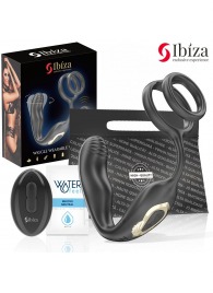 Черная анальная пробка с вращением и эрекционными кольцами - Ibiza - в Салавате купить с доставкой