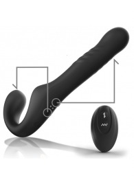 Черный безремневой страпон с вибрацией и возвратно-поступательными движениями - 24 см. - Ibiza - купить с доставкой в Салавате