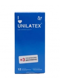 Классические презервативы Unilatex Natural Plain - 12 шт. + 3 шт. в подарок - Unilatex - купить с доставкой в Салавате