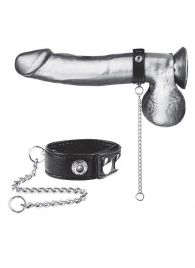 Утяжка на пенис с поводком Snap Cock Ring With 12  Leash - BlueLine - купить с доставкой в Салавате