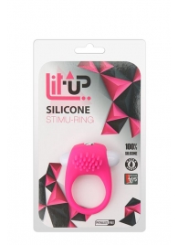 Розовое эрекционное кольцо с щеточкой LIT-UP SILICONE STIMU RING 5 - Dream Toys - в Салавате купить с доставкой