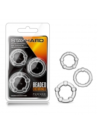 Набор из 3 прозрачных эрекционных колец Stay Hard Beaded Cockrings - Blush Novelties - в Салавате купить с доставкой