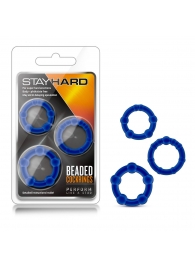 Набор из 3 синих эрекционных колец Stay Hard Beaded Cockrings - Blush Novelties - в Салавате купить с доставкой