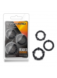 Набор из 3 чёрных эрекционных колец Stay Hard Beaded Cockrings - Blush Novelties - в Салавате купить с доставкой