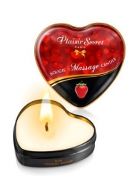 Массажная свеча с ароматом клубники Bougie Massage Candle - 35 мл. - Plaisir Secret - купить с доставкой в Салавате