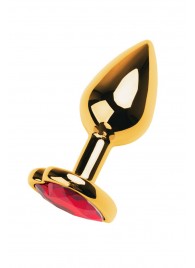 Золотистая анальная пробка с кристаллом-сердцем - 7,5 см. - ToyFa - купить с доставкой в Салавате