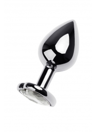 Серебристая анальная пробка с прозрачным кристаллом-сердцем - 8 см. - ToyFa - купить с доставкой в Салавате