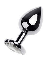 Серебристая анальная пробка с прозрачным кристаллом-сердцем - 8 см. - ToyFa - купить с доставкой в Салавате