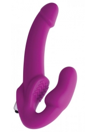 Ярко-розовый безремневой вибрострапон Evoke Vibrating Strapless Silicone Strap-on Dildo - XR Brands - купить с доставкой в Салавате