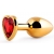 Золотистая анальная пробка с красным стразом-сердечком - 8 см. - Anal Jewelry Plug - купить с доставкой в Салавате