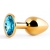 Золотистая анальная пробка с голубым стразом - 7,2 см. - Anal Jewelry Plug - купить с доставкой в Салавате