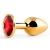 Золотистая анальная пробка с красным стразом - 7,2 см. - Anal Jewelry Plug - купить с доставкой в Салавате