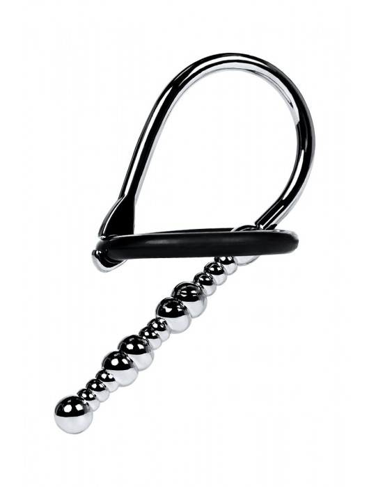 Серебристый уретральный плаг-бусины TOYFA Metal с мягким фиксириющим кольцом - ToyFa - купить с доставкой в Салавате