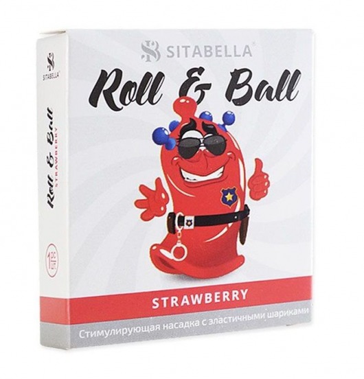 Стимулирующий презерватив-насадка Roll   Ball Strawberry - Sitabella - купить с доставкой в Салавате