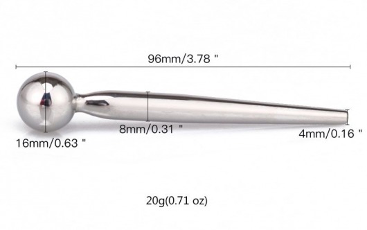 Гладкий металлический уретральный плаг с шариком - 9,6 см. - Notabu - купить с доставкой в Салавате
