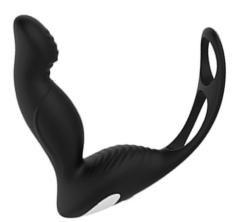 Черный вибромассажер простаты P-PLEASER W ERECTION ENHANCE - Dream Toys - в Салавате купить с доставкой