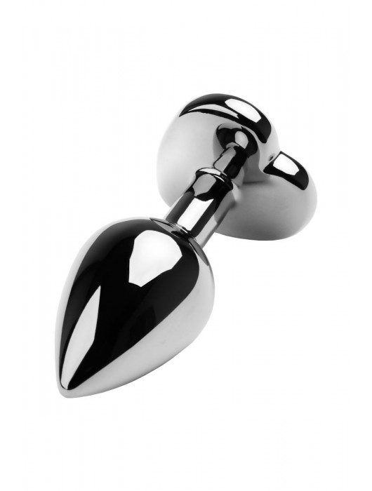 Серебристая коническая анальная пробка с красным кристаллом-сердечком - 7 см. - ToyFa - купить с доставкой в Салавате