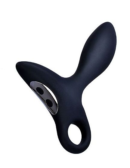 Черный силиконовый анальный вибромассажер Erokey с колечком-ограничителем - Erokay - в Салавате купить с доставкой