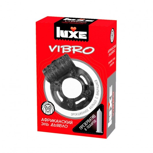 Чёрное эрекционное виброкольцо Luxe VIBRO  Африканский Эль Дьябло  + презерватив - Luxe - в Салавате купить с доставкой