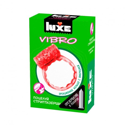 Розовое эрекционное виброкольцо Luxe VIBRO  Поцелуй стриптизёрши  + презерватив - Luxe - в Салавате купить с доставкой