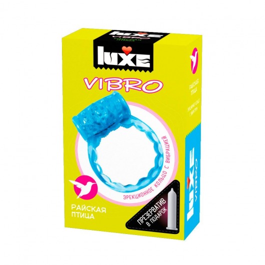 Голубое эрекционное виброкольцо Luxe VIBRO  Райская птица  + презерватив - Luxe - в Салавате купить с доставкой