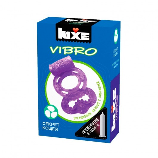 Фиолетовое эрекционное виброкольцо Luxe VIBRO  Секрет Кощея  + презерватив - Luxe - в Салавате купить с доставкой