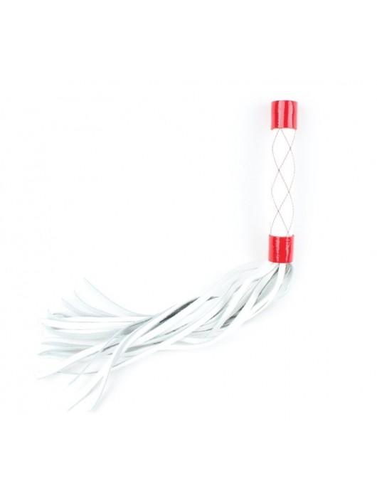 Бело-красная плеть средней длины с ручкой - 44 см. - БДСМ Арсенал - купить с доставкой в Салавате