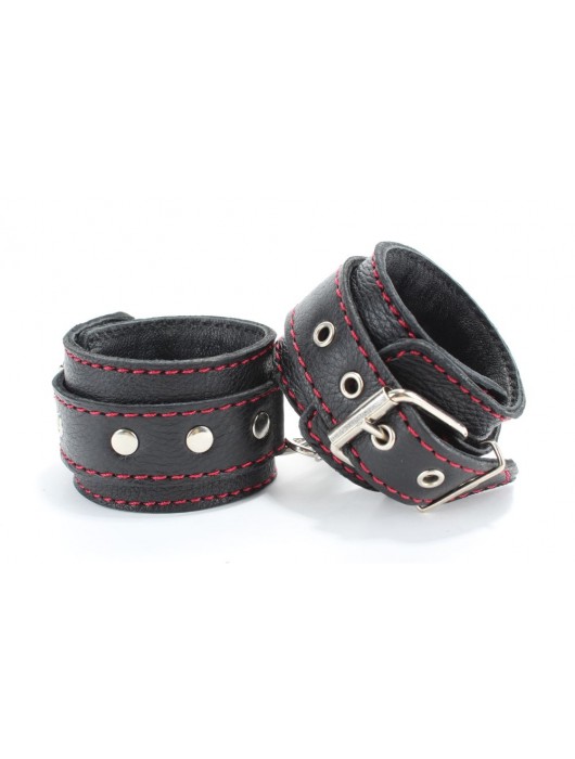 Черный бондажный набор с красной строчкой - БДСМ Арсенал - купить с доставкой в Салавате