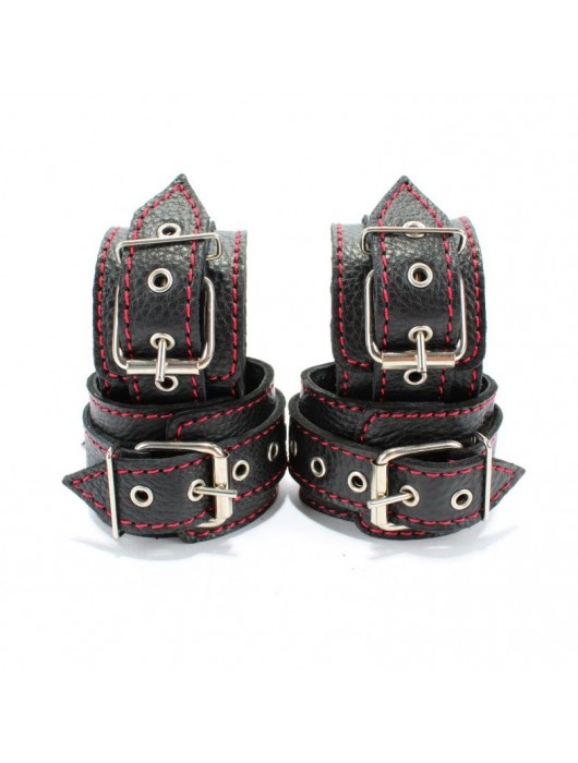 Черный бондажный набор с красной строчкой - БДСМ Арсенал - купить с доставкой в Салавате