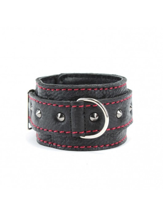 Черные оковы с шипами и контрастной строчкой - БДСМ Арсенал - купить с доставкой в Салавате