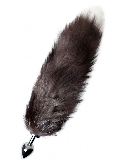 Серебристая металлическая анальная втулка с хвостом чернобурой лисы - размер S - ToyFa - купить с доставкой в Салавате