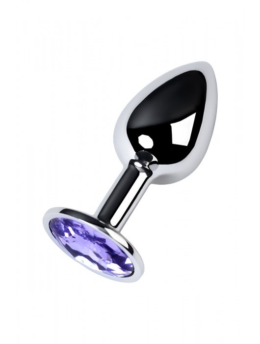 Серебристая конусовидная анальная пробка с фиолетовым кристаллом - 7 см. - ToyFa - купить с доставкой в Салавате