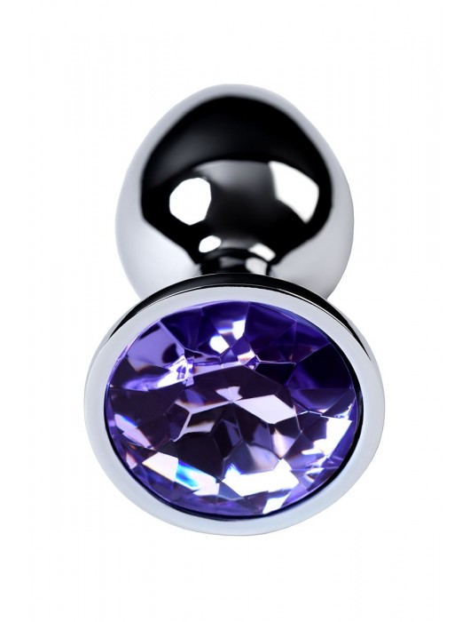 Серебристая конусовидная анальная пробка с фиолетовым кристаллом - 7 см. - ToyFa - купить с доставкой в Салавате