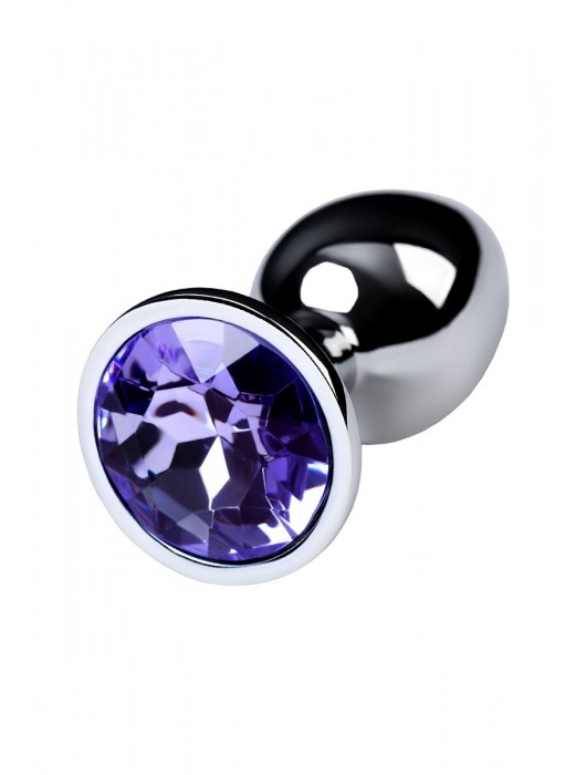 Серебристая конусовидная анальная пробка с фиолетовым кристаллом - 7 см. - ToyFa - купить с доставкой в Салавате